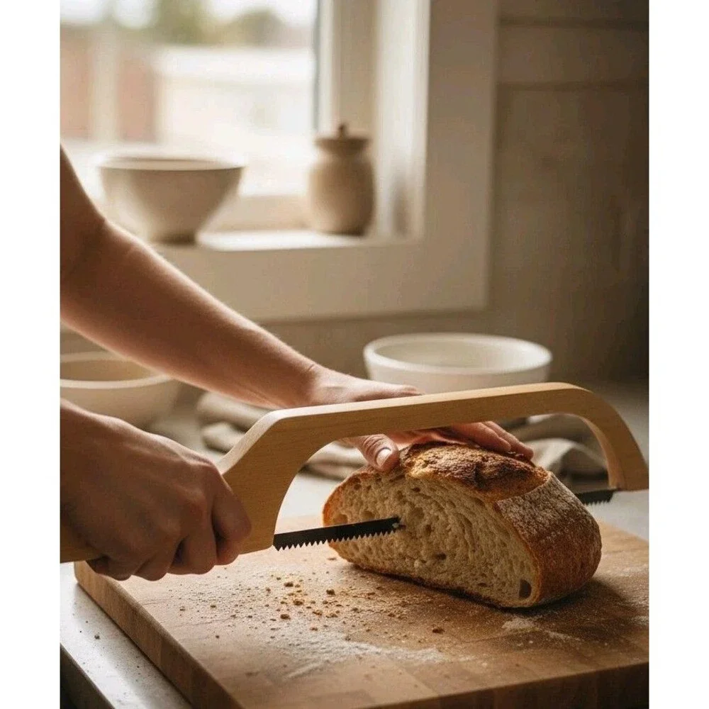 Bread Knife for Homemade Bread - 15.7” Wooden Bread Bow Knife – Multifunctional